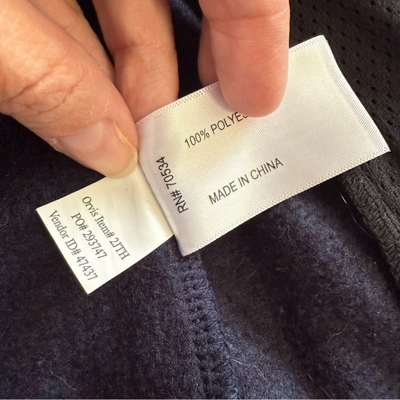 Orvis Jacket Gray Navy Blue Fleece Full Zip Mock Neck Jacket Coat Size Large - Picture 7 of 8